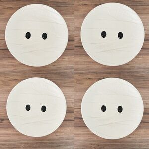 Halloween Textured Mummy Dinner Plates Set of 4 NEW 10”